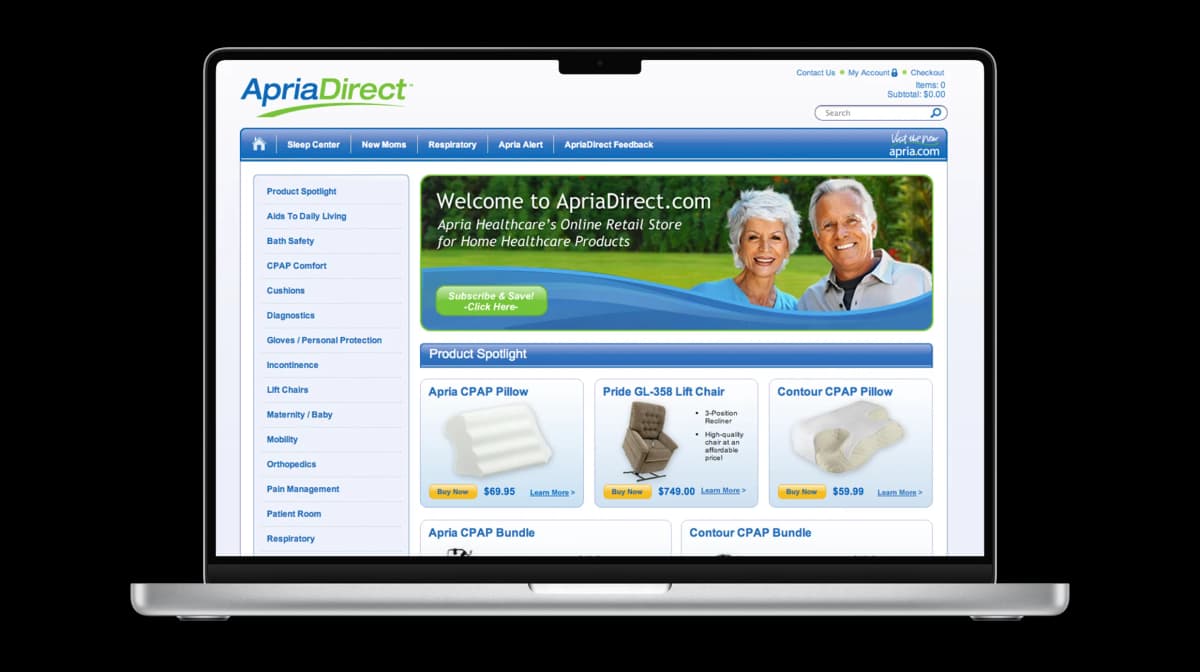 Apria Direct - Healthcare E-commerce project by Jonathan Good